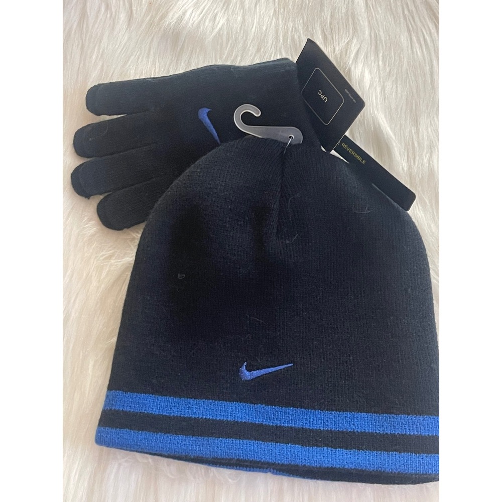 Nike Winter Reversible Beanie Kids Boys Hat And Gloves Set New